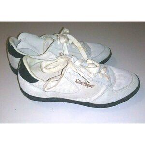 VTG MacGregor Golf Shoes Mens Sz 6 white gray suede fabric retro plastic spikes